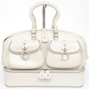 CHRISTIAN DIOR Leather Tote DETECTIVE white Bag